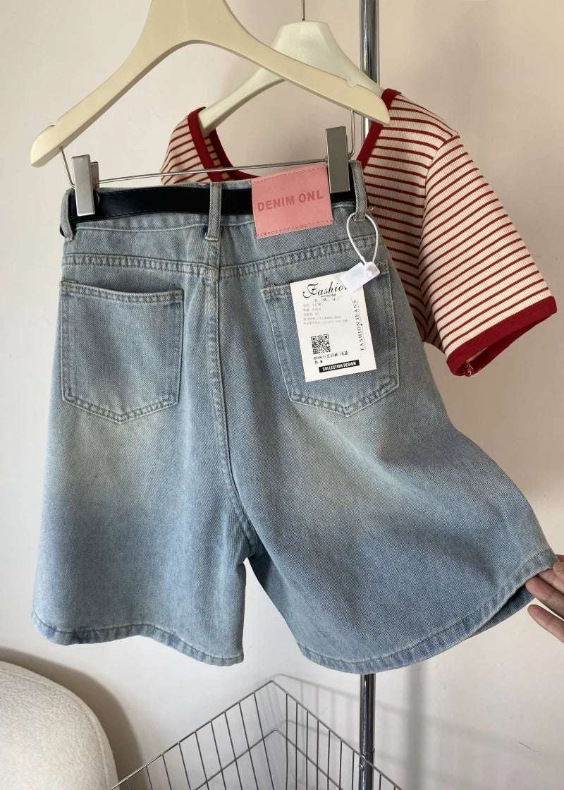 High Waist Wide Leg Jeans orts Women Loose Fit Straight Cut Five Lengths Summer New Sle Korean Version Slimming Effect