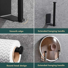 Self Adhesive Toilet Paper Towel Holder Punch-free Roll Paper Holder Kitchen Hook Storage Holder Stainless Steel Wall Mount Hook
