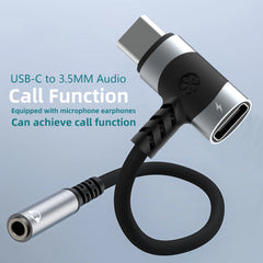 محول سماعات أذن وشاحن USB C إلى 3.5 مم 2 في 1 من النوع C إلى مقبس ميكروفون Aux، مع دونجل تشفير الشحن السريع PD 100 وات.