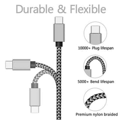 كابل USB من النوع C لمزامنة البيانات 2.4 أمبير سريع الشحن 1 متر 2 متر 3 متر كابل شاحن مضفر من النايلون لهاتف Samsung Huawei Android المحمول