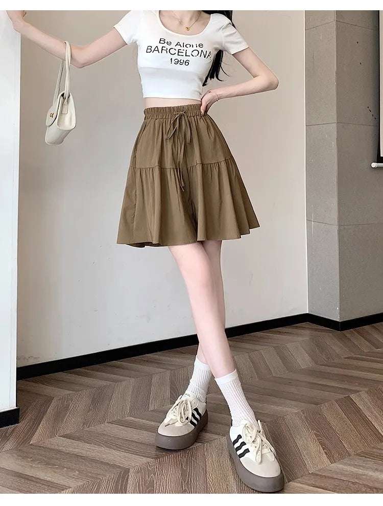 Ice Silk Thin Breathable Large Size Slimming Wide Leg Five-Quarter Pants Women Summer High Waist Qui Dry orts Casual Pant...
