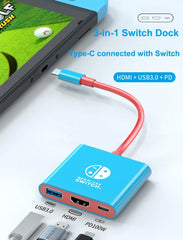 محول TUTI USB C إلى HDMI بدقة 4K/1080P يدعم وضع Switch TV Dock متوافق مع Steam Deck Nintendo Switch OLED