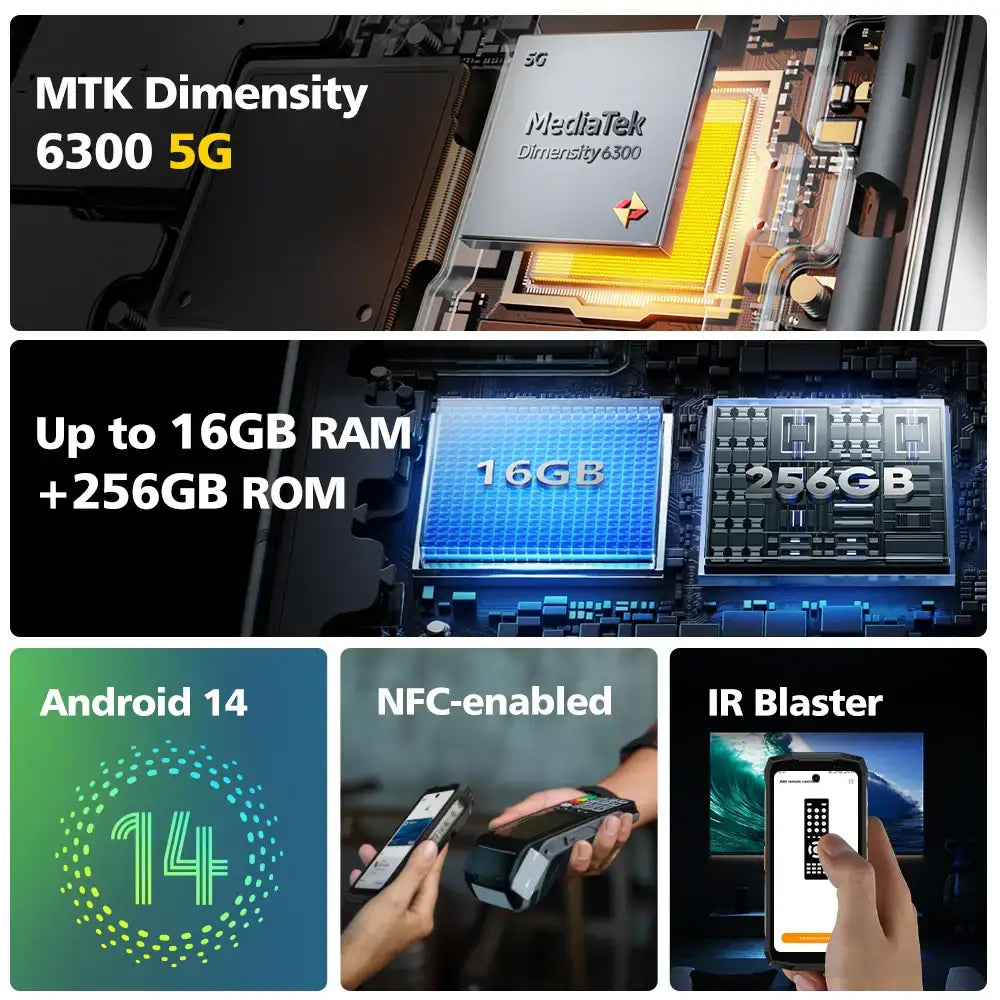 Ulefone Armor Mini 20 Pro 5G 4.7" Rugged Phone 64MP Night Camera Android 14 Smartphone 6200mAh 16GB+256GB Mobile phone LED