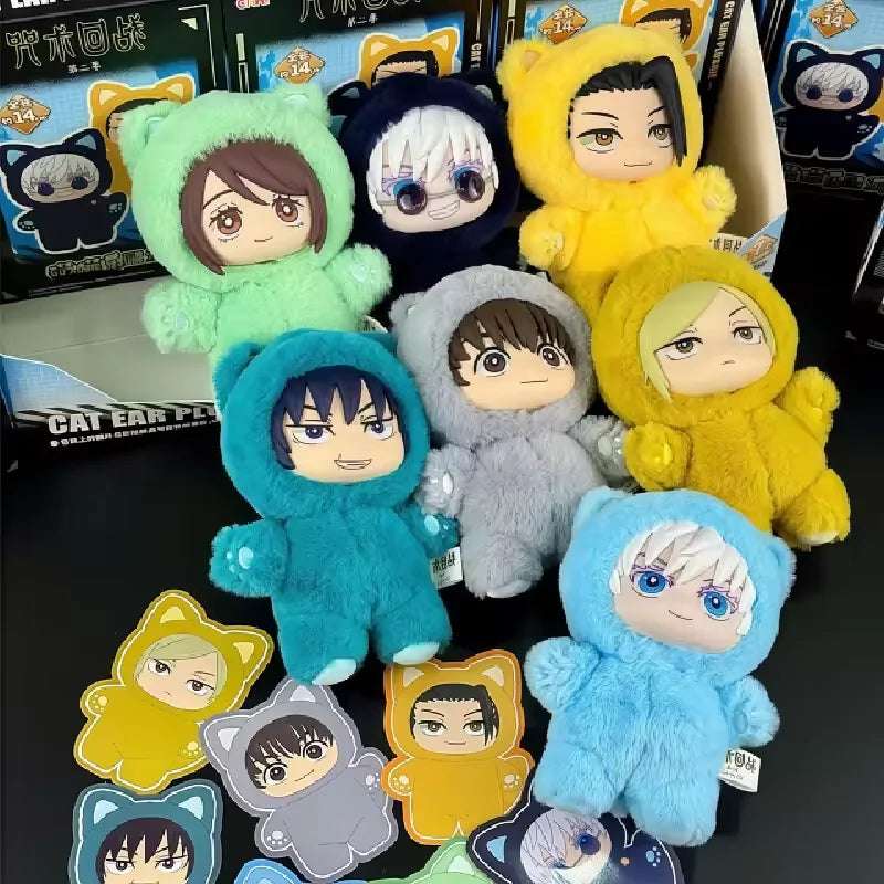 New Genuine Kawaii Jujutsu Kaisen 2 Cat Ear Plushie Series Blind Box Mystery Box Anime Toy Room Decoration Collect Festvial Gift