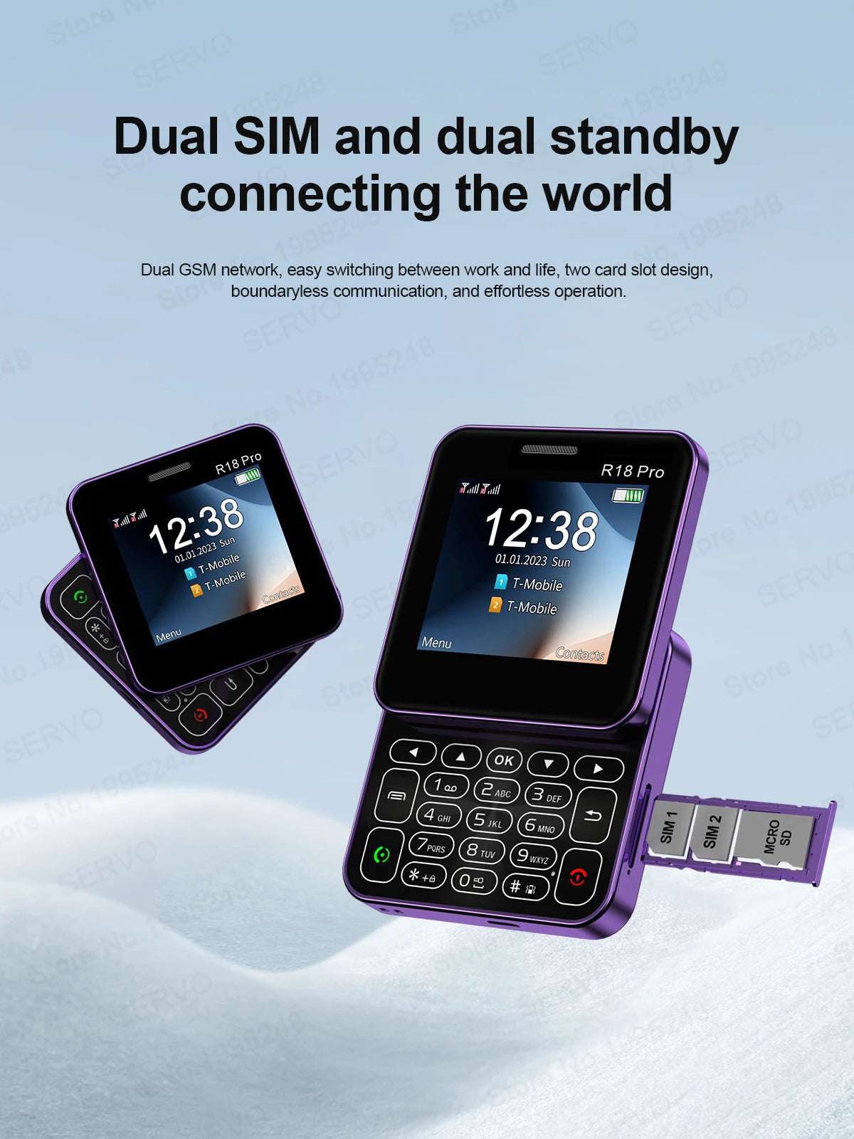 SERVO R18 PRO Side Slider Mobile Phone 2.4" Rotate Display Dual SIM Standby Magic Voice Flashlight 2G GSM Card Button Cellphones
