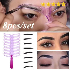 【مبيعات ساخنة】قوالب الحواجب، مجموعة تشكيل الحواجب، قالب للحواجب، 8 أنماط من قوالب الحواجب القابلة لإعادة الاستخدام مع مقبض