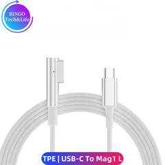 كابل شحن سريع USB Type-C إلى Magsafe1 و2 برأس مغناطيسي L / T لأجهزة MacBook Air / Pro