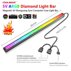 COOLMOON ARGB LED Strip Light 5V 3Pin/Small 4Pin Diamond Magnetic Colorful Atmosphere DIY Lamp Bar for PC Computer Case Chassis
