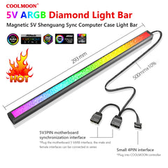 COOLMOON ARGB LED Strip Light 5V 3Pin/Small 4Pin Diamond Magnetic Colorful Atmosphere DIY Lamp Bar for PC Computer Case Chassis