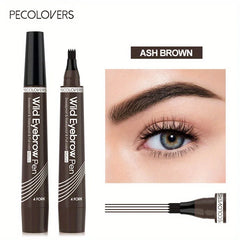 4 Forks Eye Brow Pen, 5 Color Natural Matte Liquid Tint Makeup Long Lasting Waterproof Eyebrow Smudge Proof Cosmetic