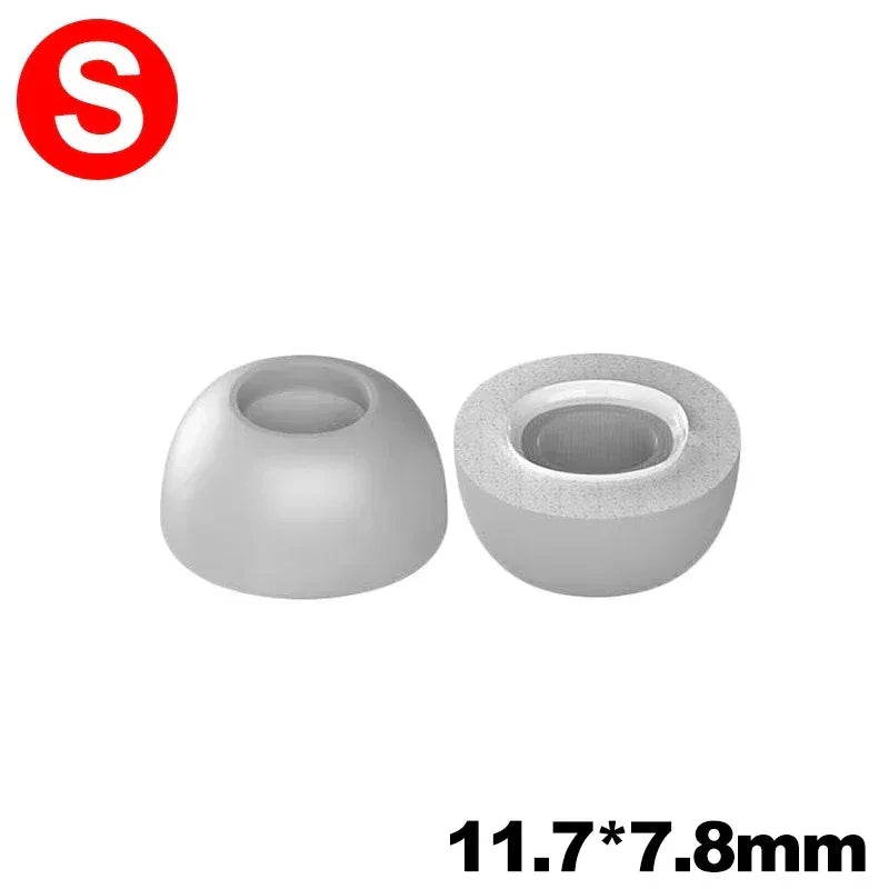 Memory foam ear tips size S, light gray pair with foam ring and core opening