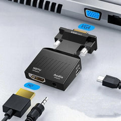 1080P HD VGA To HDMI-compatible Adapter With 3.5mm Audio Cable To HDTV Projector Video Audio Converter For PC Laptop Monitor