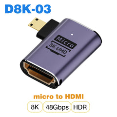 محول كابل HDMI 2.1 من UGOURD، محول من mini micro hdmi إلى HDMI 2.1 بسرعة 48 جيجابت في الثانية، 8K60HZ، 4K120HZ، لأجهزة العرض عالية الدقة، PS4، PS5، الكمبيوتر المحمول، الكمبيوتر الشخصي