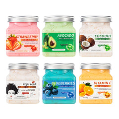 350g Big Bottle Body Skin Scrub Deep Cleansing Face Exfoliating Hydrating Scrub Fruit Scented Mud Exfoliating Gel Body Lotion