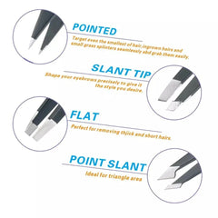 4Pcs Tweezers Set - Professional Stainless Steel Tweezers for Eyebrows - Great Precision for Facial Hair, Splinter and Ingrown