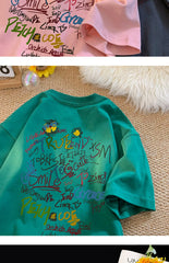 ex Pure Cotton ort Sve T-irt fiti Letter Print Casual Faionable UV Protection Coating Tag Removed Clothing
