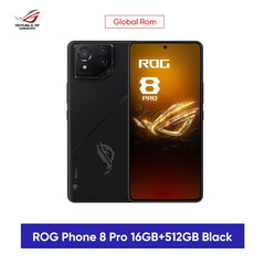 هاتف ASUS ROG 8 &amp; 8 pro للألعاب يعمل بنظام أندرويد 5G وذاكرة وصول عشوائي عالمية ومعالج Snapdragon 8 Gen 3 وشاشة AMOLED مقاس 6.78 بوصة وتردد 165 هرتز وبطارية 5500 مللي أمبير في الساعة وشحن سريع 65 وات
