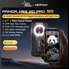 Ulefone Armor Mini 20 Pro 5G 4.7" Rugged Phone 64MP Night Camera Android 14 Smartphone 6200mAh 16GB+256GB Mobile phone LED