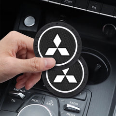 1/2Pcs Car Coaster Water Cup Slot Non-Slip Mat Pad For Mitsubishi Lancer 10 9 EX Outlander 3 ASX L200 Competition Car Styling