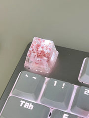 1Pcs High Quality Epoxy DIY Translucent Leaves Dry Flowers Paper Cross Axis Mechanical Keyboard Keycap Universal Accessories