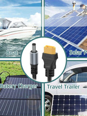 16AWG XT60 Female To DC5521 Male Power Cable Adapter for Solar Power Station and Laptops