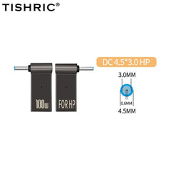 TISHRIC Laptop Power Charger Supply Connector Adapter PD 100W 5A  USB Type-C Female to DC Male For HP/Lenovo/DELL