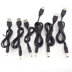 موصل كابل تمديد طاقة تيار مستمر 5 فولت من USB إلى DC 3.5*1.35 مم 2.0*0.6 مم 2.5*0.7 مم 4.0*1.7 مم 5.5*2.1 مم 5.5*2.5 مم