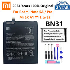 بطارية هاتف أصلية 100% لهاتف Redmi Note 5A Prime S2 بطارية Xiaomi Mi 5X A1 Mi5X BN31 بديلة لهاتف 5A Pro Y1 MiA1 S2