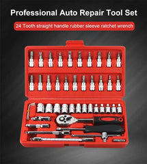 46pcs/53pcs Car Repair Tool Kit 1/4-Inch Socket Set Car Repair Tool Ratchet Torque Wrench Combo Auto Repairing Set Mechanic Tool