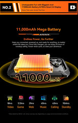 هاتف Blackview OSCAL Marine 2 Rugged Phone بذاكرة وصول عشوائي (RAM) سعة 8 جيجابايت وذاكرة تخزين داخلية سعة 256 جيجابايت وبطارية 11000 مللي أمبير في الساعة وشاشة عالية الدقة مقاس 6.56 بوصة وUnisoc T61 وAndroid 15 وNFC