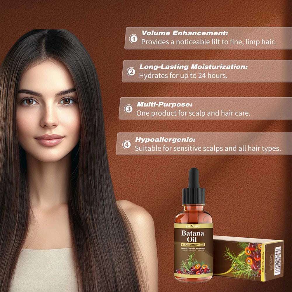Batana Oil Rosemary Oil For Hair Growth Strengthen Roots Nourish Scalp Smooth Frizzy Repair Split Ends Hair Care Essential Oil
