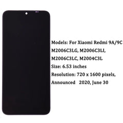 6.53 inches For Xiaomi Redmi 9A Display LCD Touch Screen Digitizer For Redmi 9C LCD Replacement Phone Parts Assembly