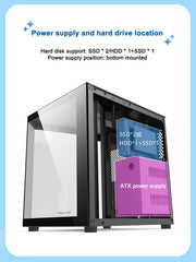 علبة كمبيوتر سطح المكتب Power Train Star Realm M-ATX بدون أعمدة، زجاج ثلاثي الجوانب، إطلالة بانورامية على البحر، غرفة 240، تبريد مائي