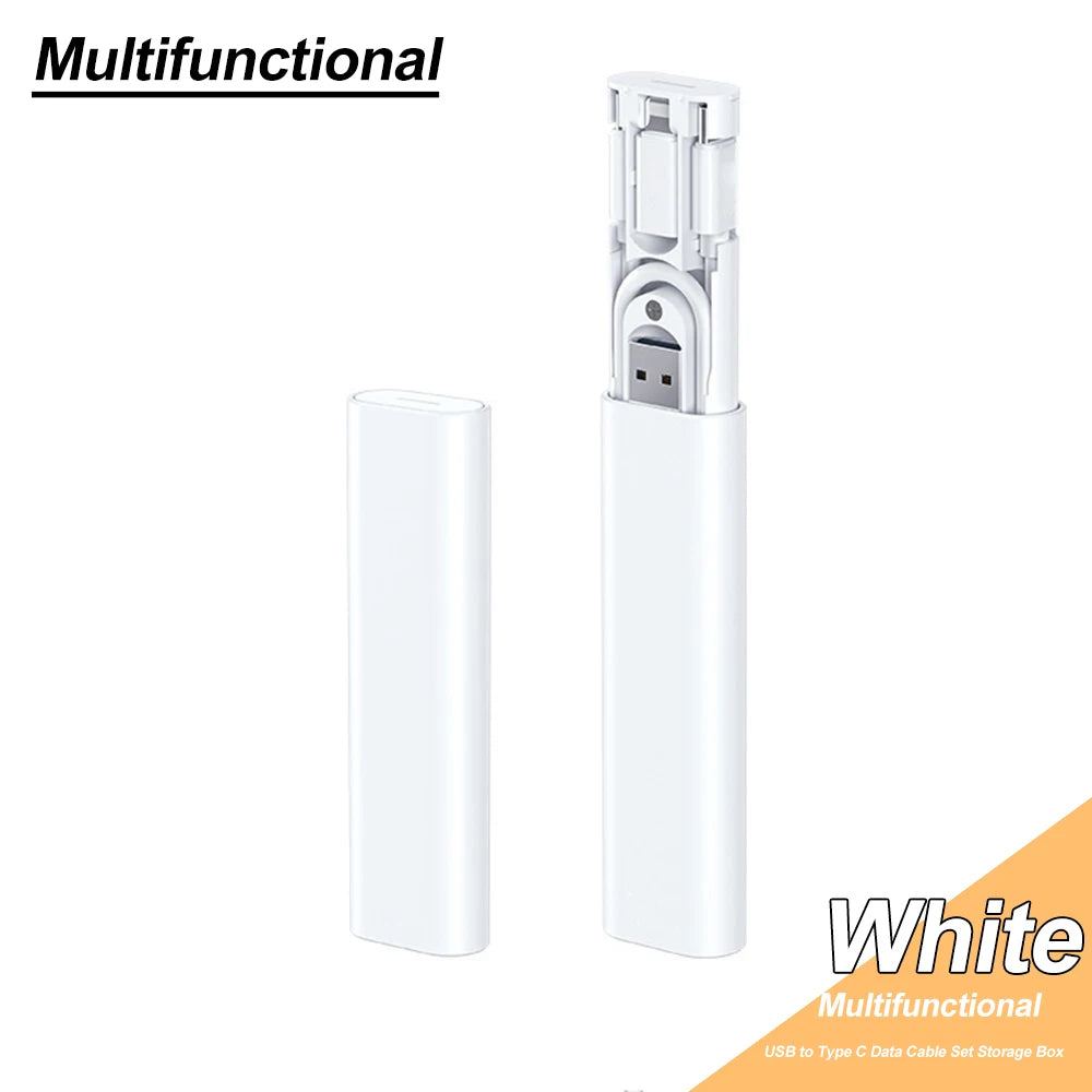 PD 60W Multifunctional USB Type C Data Cable Set Fast Charging For IPhone Xiaomi Charger Storage Box Adapter Card Pin Travel Box