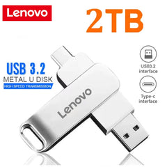 محرك أقراص فلاش USB 3.0 من لينوفو بسعة 16 تيرابايت وواجهة USB من النوع C ونقل عالي السرعة وذاكرة تخزين كبيرة معدنية بسعة 8 تيرابايت و4 تيرابايت