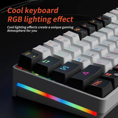 لوحة مفاتيح ميكانيكية للألعاب MUCAI MK61 بإضاءة خلفية RGB و61 مفتاحًا ومفتاح أحمر وكابل سلكي قابل للفصل وواجهة USB قابلة للتبديل السريع