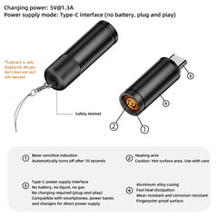 Type C Mini Lighter Blow-to-Ignite Auto Shut-Off for Air Travel Outdoor No Battery No Flame USB C Cigarette Lighter Adapter