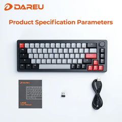 DAREU 2.4G Wireless Mechanical Gaming Keyboard 4000mAh Red Switch All Key Non-conflict Rainbow Lighting with Multifunction Knob