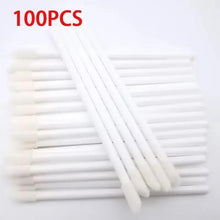 Disposable lip brush applicators with white shafts and white foam tips, 100-count set