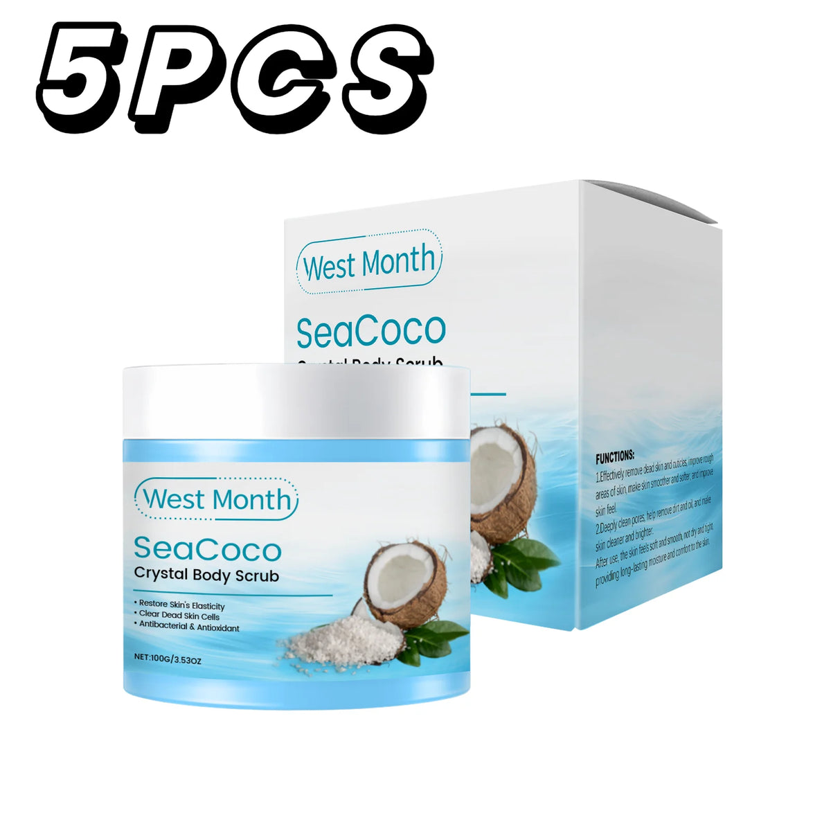 Coconut Body Scrub Remove Dead Skin Exfoliating Fading Dark Spots Softening Brightening Smoothing Cleansing Sea Salt Body Scrub