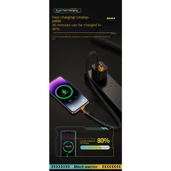 2024 New Mecha Four-in-one 6A Fast Charging Data Cable Yellow and Black Braided Double Typec Two-to-two Charging Cable