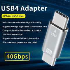 NNBILI 40Gpbs Type C Male to TypeC Male Full Featured Adapter For Transmission and Charging for with Thunderbolt USB 4.0 3.1 2.0