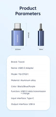 Toocki OTG USB 3.0 To Type C Adapter Micro To Type C Male To USB 2.0 Female Converter for Macbook Xiaomi Samsung OTG Connector