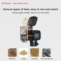 وحدة تغذية أسماك Jebao Jecod الجديدة لحوض السمك مزودة بمغذي ذكي أوتوماتيكي وتوقيت رقمي وواي فاي وجهاز تحكم عن بعد لاسلكي لتغذية الأسماك