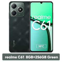 هاتف realme C61 الذكي بطارية 5000 مللي أمبير/ساعة شحن فائق السرعة 15 وات كاميرا 50 ميجابكسل AI شاشة 90 هرتز محرك AI IP54 256 جيجابايت NFC