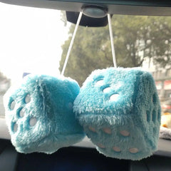 1Kit Fuzzy Plush Dice with Dots Retro Square Plush Hanging Mirror Fuzzy Dices Kid Toys For Pink Car Interior Ornament Decoration