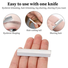 50/10pcs Eyebrow Blades Stainless Steel Microblading Eye Brow Trimmer Face Hair Remover Replaceable Razor Makeup Beauty Tools