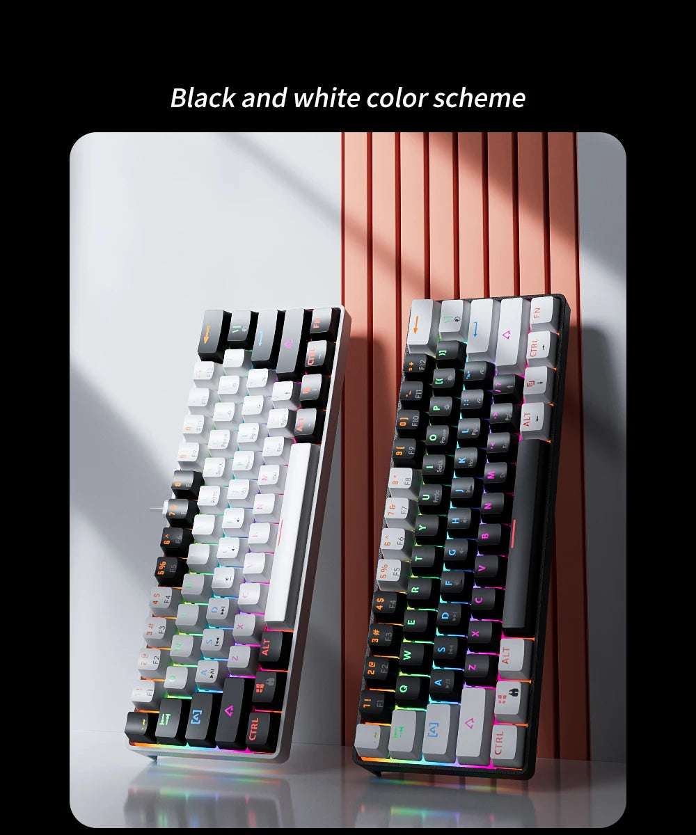 MUCAI MK61 RGB Backlit Gaming Mechanical Keyboard 61-Key Red Switch Wired Detachable Cable USB Interface Hot Swappable