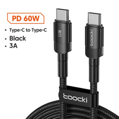 كابل Toocki 100 واط من النوع C إلى USB C بتقنية PD 3.0 للشحن السريع 4.0 من النوع C إلى النوع C لأجهزة iPhone 15 وMacbook وSamsung وXiaomi