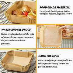 50/100pcs Air Fryer Disposable Liners, Non-Stick Airfryer Baking Papers, Non-stick Parchment Paper for Baking Roasting Microwave